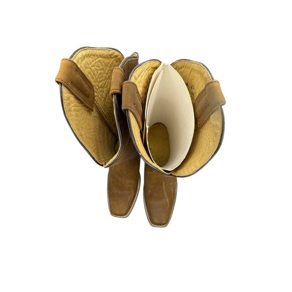 McAllen Women's Leather Western Cowboy Boots Tan Square Toe - Picture 14 of 14